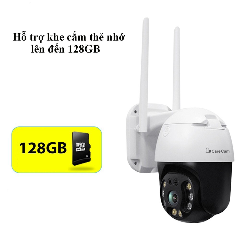 Camera wifi ngoài trời xoay 360 độ CARECAM  20HS300 PTZ 8 led 3.0MP Full HD - XEM ĐÊM CÓ MÀU - đàm thoại 2 chiều