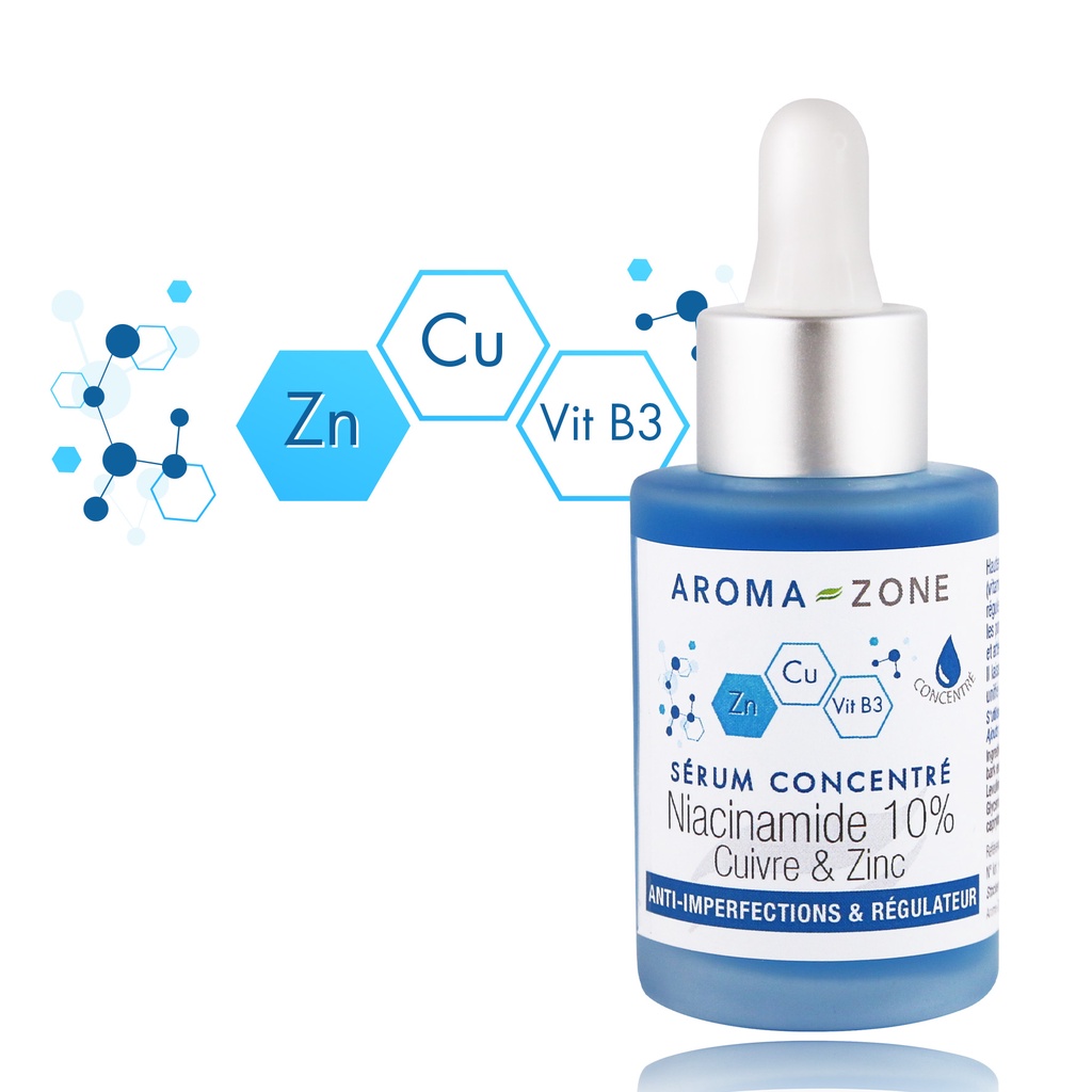 Tinh chất Serum Aroma zone NIACINAMIDE 10%, CUIVRE &amp; ZINC 30ml