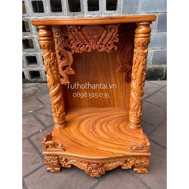 Bàn thờ thần tài ông địa gỗ gõ đỏ 60 x 81cm   - TUTHOTHANTAI.VN