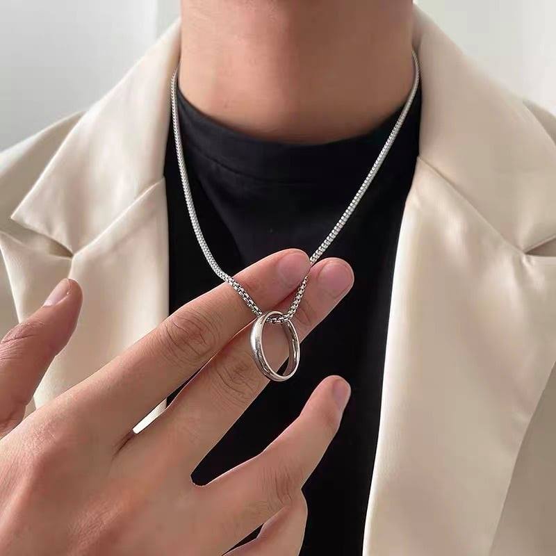 Vòng cổ nam nữ unisex dây chuyền Kuu Clothes màu bạc Titan đẹp phụ kiện thời trang - R Chain