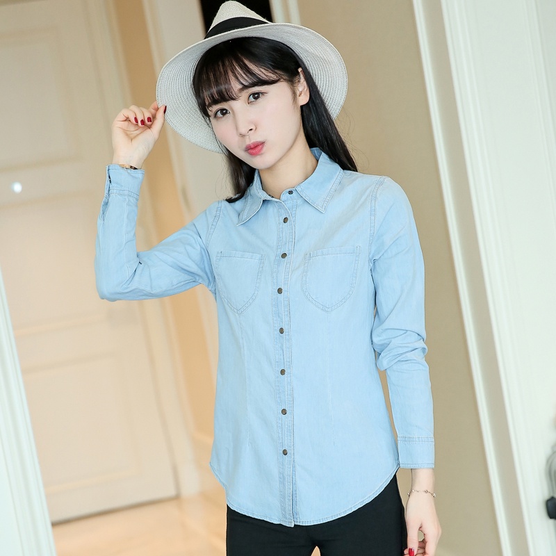 Áo Sơ Mi Denim Tay Dài Thời Trang Dành Cho Nữ