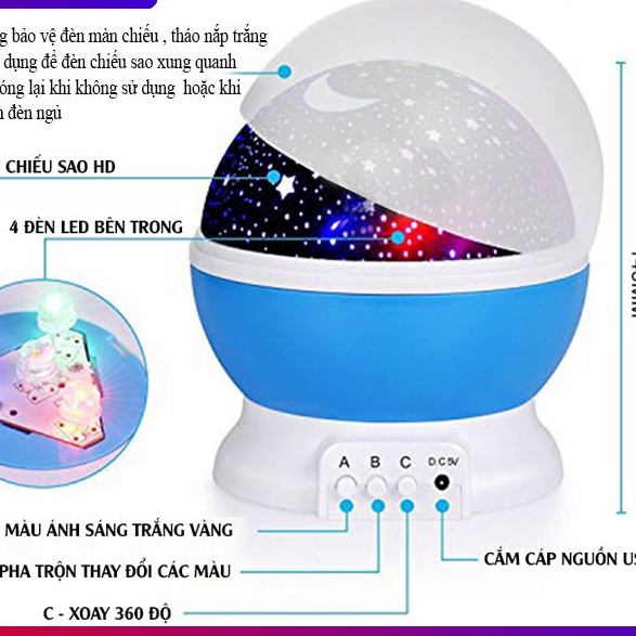 ( Thanh Lý ) Đèn ngủ chiếu sao vũ trụ độc đáo xoay 360 độ