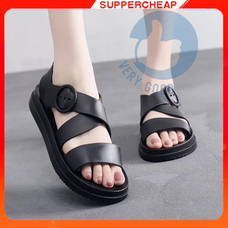 Dép Sandal nữ mùa Hè Đi Mưa Không Thấm Nước có quai chất liệu cao su - DG14supper