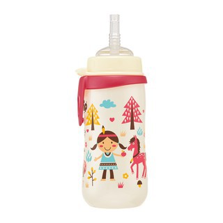 Bình tập uống pp cổ rộng 330ml có ống hút nip