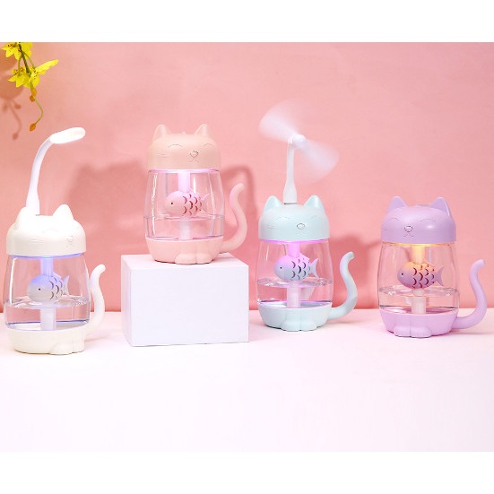 [Hàng Sẵn] Máy phun sương tạo độ ẩm không khí cổng USB hình mèo mini dễ thương máy xông tinh dầu