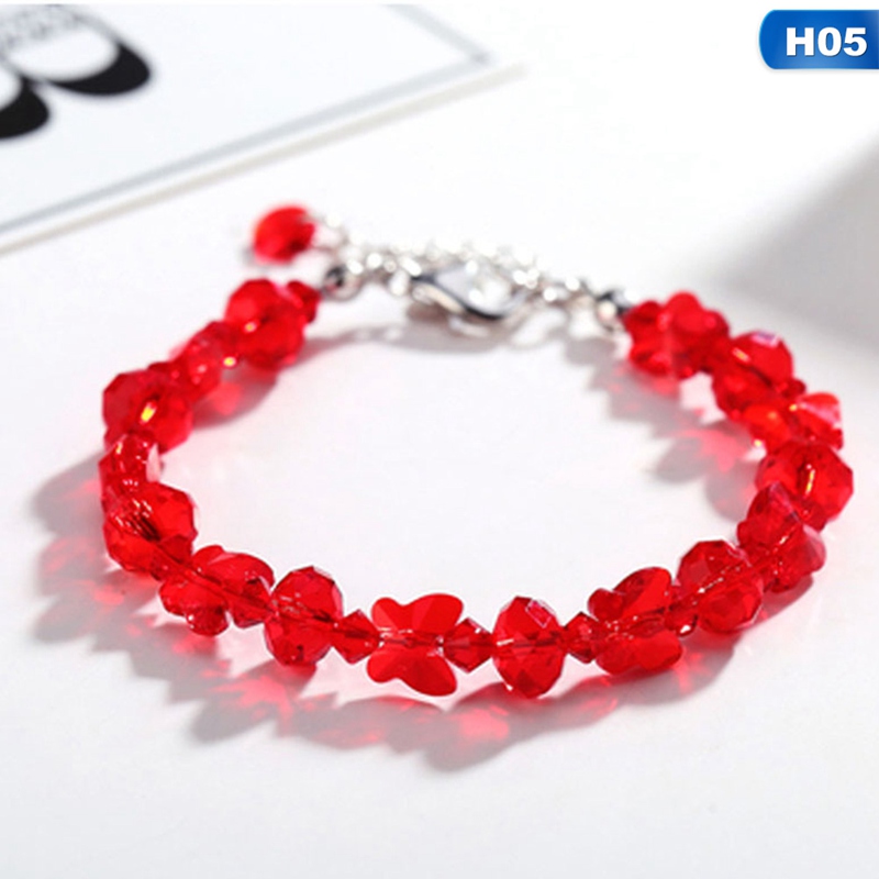 Vòng tay chuỗi hạt pha lê hình bướm thiết kế đa dạng