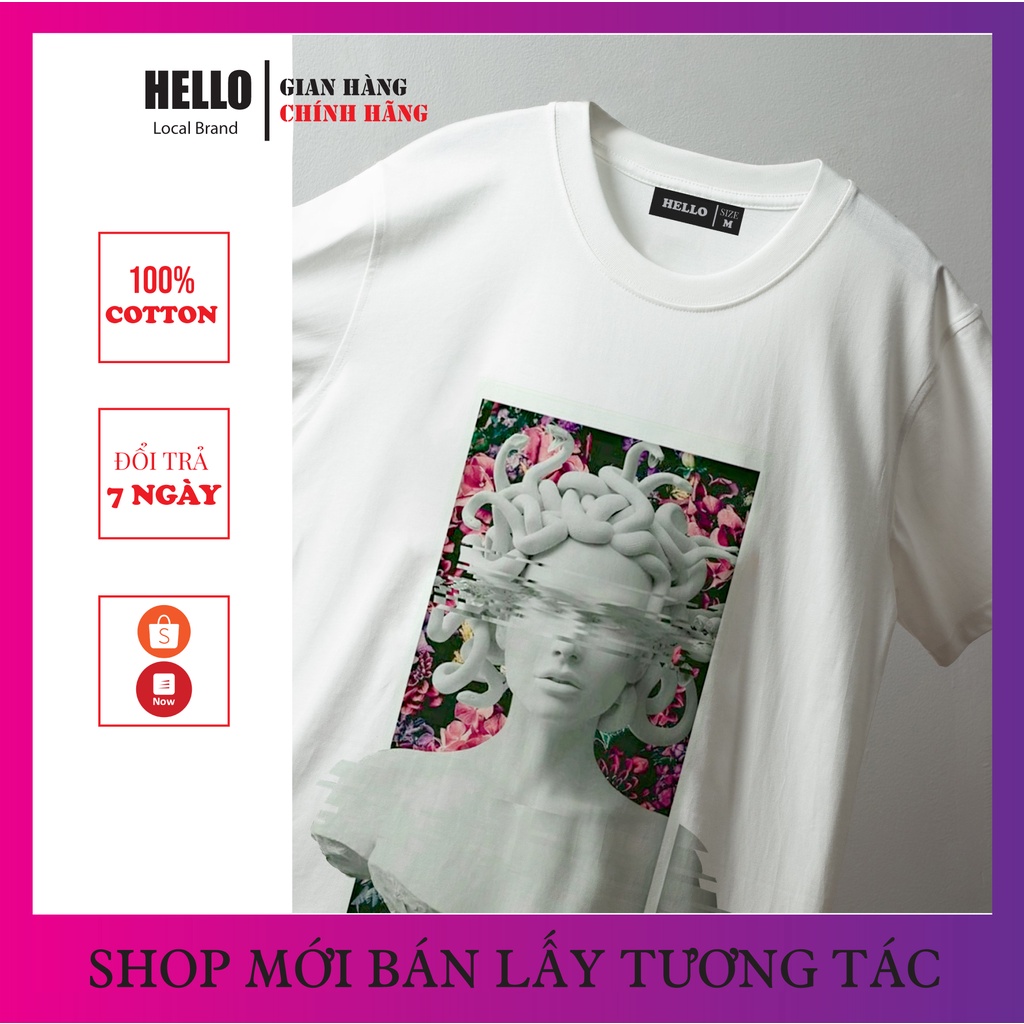 Áo thun tay lỡ nam nữ freesize phông form rộng dáng Unisex, mặc lớp, nhóm, mặc đôi ... in hình Hello Medusa_Ap12 | BigBuy360 - bigbuy360.vn