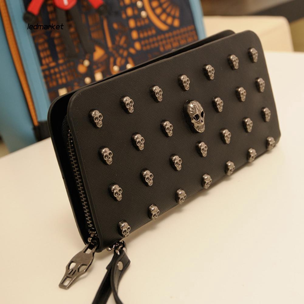 Ví da dáng dài trang trí đầu lâu phong cách cổ điển | BigBuy360 - bigbuy360.vn