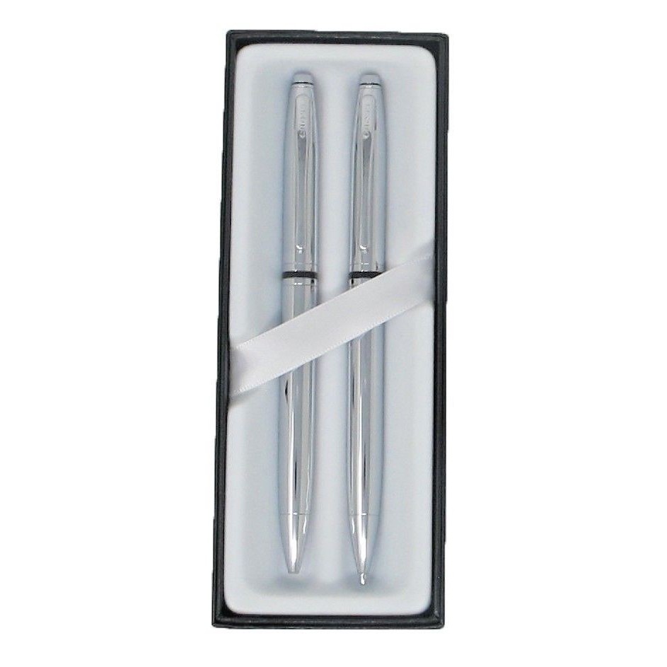 Cặp bút viết cao cấp chính hãng nhập từ Mỹ Cross Avitar Chrome: viết bi + viết chì  làm quà tặng