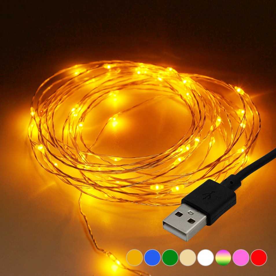 (xả kho) Dây đèn LED 5M sạc USB dùng trang trí Giáng Sinh tiệc cưới nhà cửa