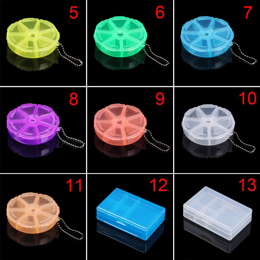 Hộp Đựng Thuốc/Trang Sức Bằng Nhựa Hình Vuông Trong Suốt 13 Kiểu