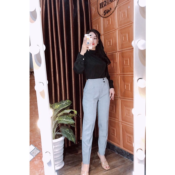 Quần baggy công sở dáng dài chất Vân Gỗ dày dặn, co giãn, không nhăn, không xù lông