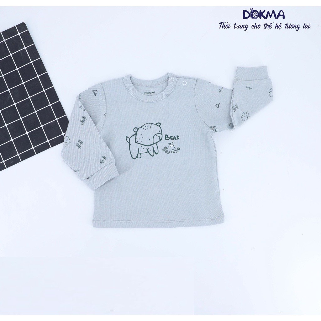 XẢ KHO - Áo dài tay chất cotton len Dokma cho bé 9 tháng - 3 tuổi