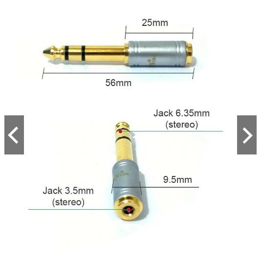 [Mã ELHACE giảm 4% đơn 300K] 01 Đầu Jack chuyển LITON 6.5mm đực ra 3.5mm cái - Jack liton 6.5 ra 3.5