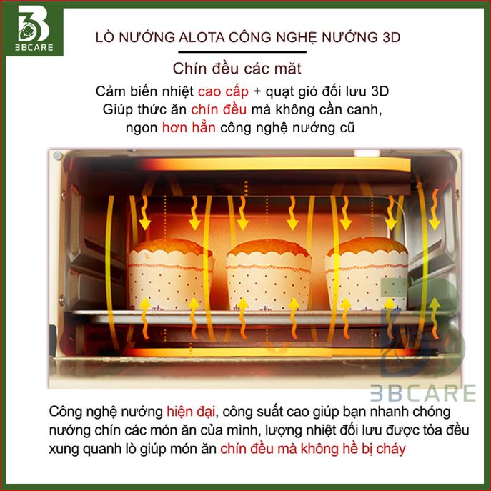 Lò nướng mini ALOTA L07 12Lít công nghệ 3D tiết kiệm điện, lò nướng bánh không gỉ