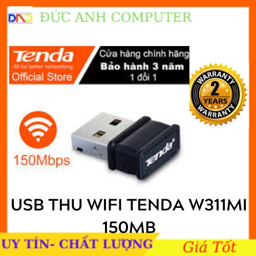 USB thu Wifi Tenda W311Mi Mini (Không anten, 150Mbps). Hàng Chính Hãng