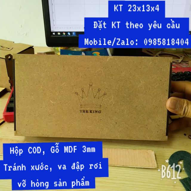 Hộp Gỗ MDF - Hộp COD - Tránh Vỡ, Hỏng Sản Phẩm - KT 23x13x4cm