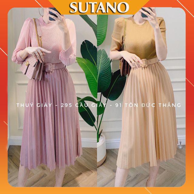 Chân váy xếp ly kèm đai hàng quảng châu cao cấp đẹp CV310 SUTANO | BigBuy360 - bigbuy360.vn