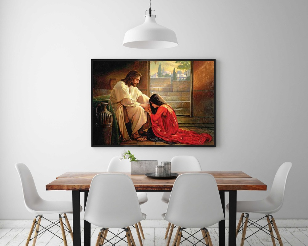 Bộ tranh đính đá 5D tự làm hình chúa Jesus 40×30cm