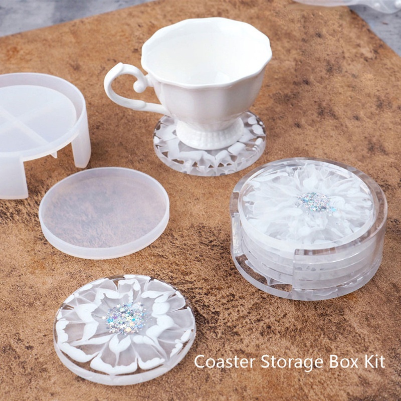 Giá đỡ trưng bày đế lót ly 4 ô bằng nhựa resin