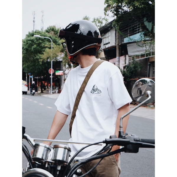 Áo Thun Biker - Enduro Y1 Thương hiệu Olderister - Màu Trắng