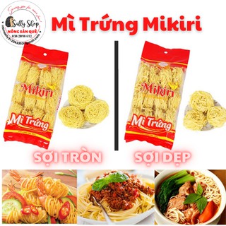 Mì Trứng Cao Cấp Không Phẩm Màu Mikiri Mỳ Vắt Khô Sợi Dẹp, Mỳ Sợi Tròn Nhỏ Túi 320gr