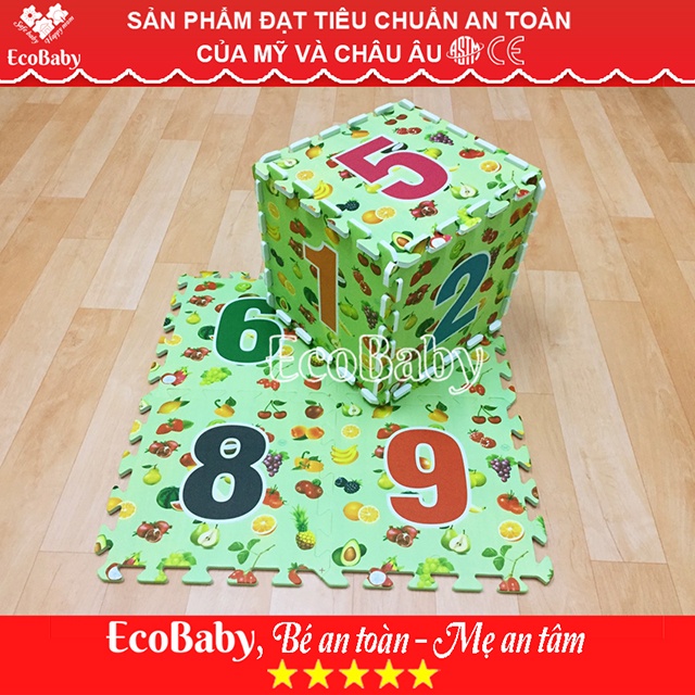 Bộ 10 Tấm Thảm Xốp Lót Sàn, Chống Va Đập, Chơi Xếp Hình, Loại 1, Kèm Quà Tặng - 30x30cm - Chữ Số Mới - EcoBaby