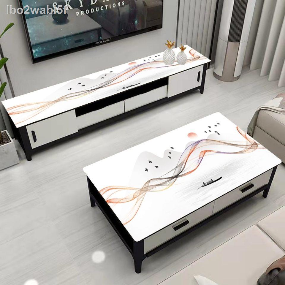 ❀ ✾  lbo2wabi5f PVC kính mềm không thấm nước và dầu Tủ tivi mờ hình chữ nhật bằng đá cẩm