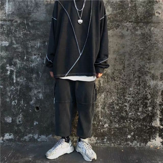 Áo sweater unisex thun chỉ ngược dáng rộng Ulzzang siêu chất