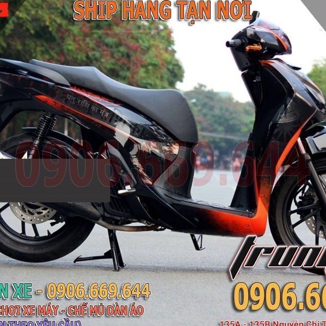 Tem trùm SH đen loang đỏ cam siêu đẹp , rẻ ,chất , tem SH, team trùm ,decal xe SH đen loang đỏ cam