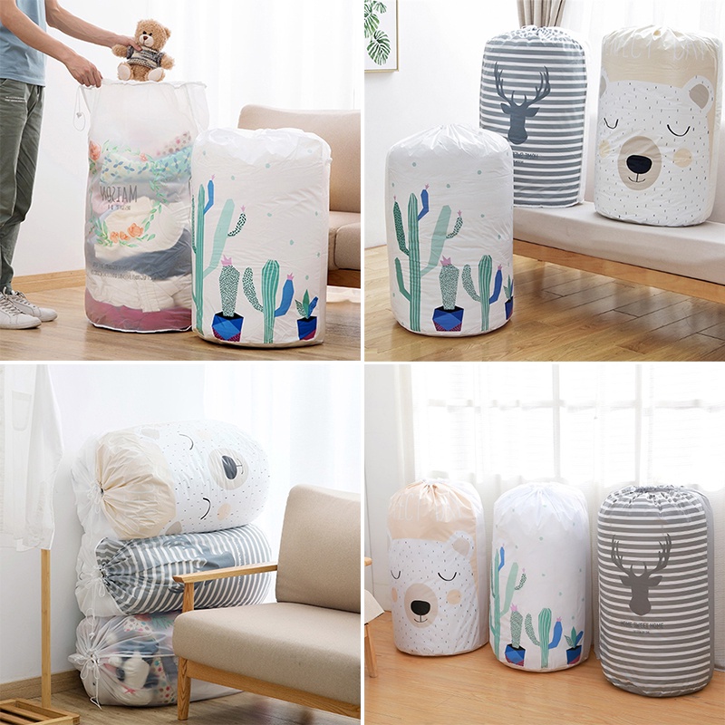 Túi đựng chăn, sắp xếp quần áo Quilt túi lớn Dây rút tròn Có thể gập lại Quần áo Chăn Túi lưu trữ Hành lý Đóng gói Hộp đựng