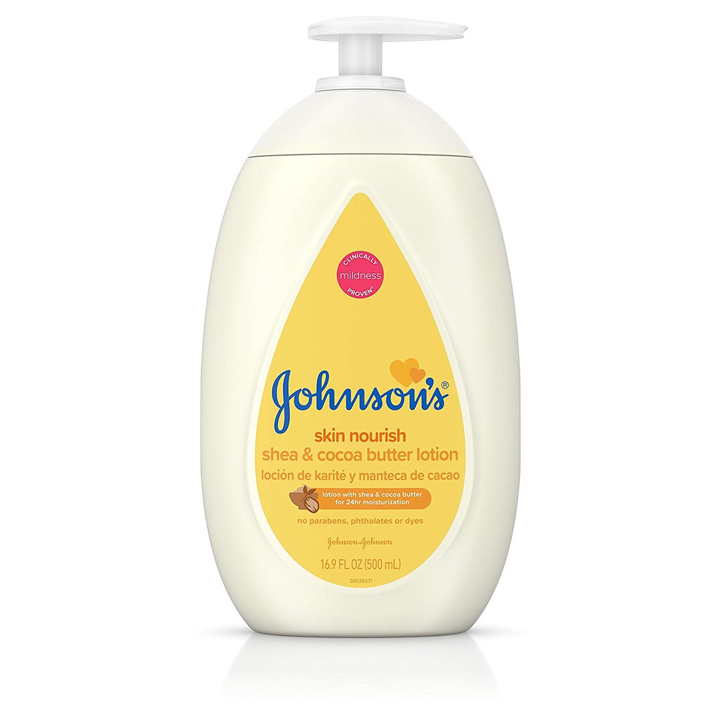 Dưỡng thể giữ ẩm da cho trẻ nhỏ Johnson's Baby Skin Nourish Moisturizing Lotion Shea &amp; Cocoa Butter 500ml (Mỹ)