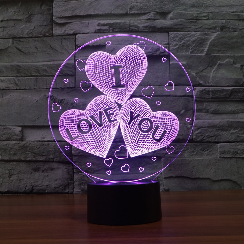 Led trái tim 3d đổi màu