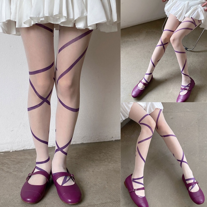 XIXI 1 Đôi Quần Tất Nữ Họa Tiết Sọc Quyến Rũ