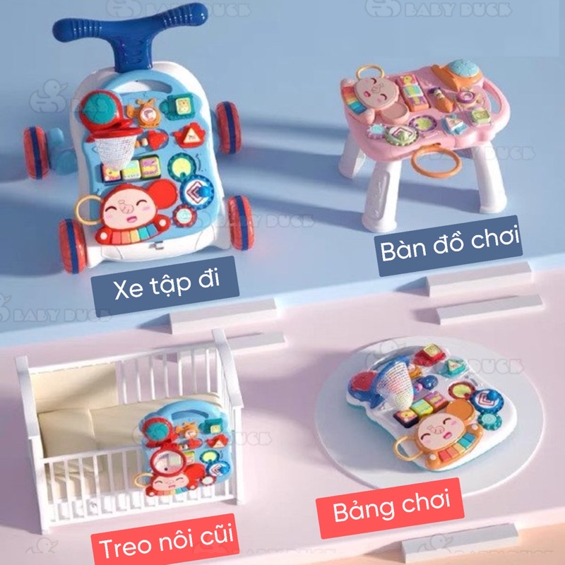 xe tập đi cho bé thế hệ mới có khoá bánh xe, có nhạc, điều chỉnh độ cao