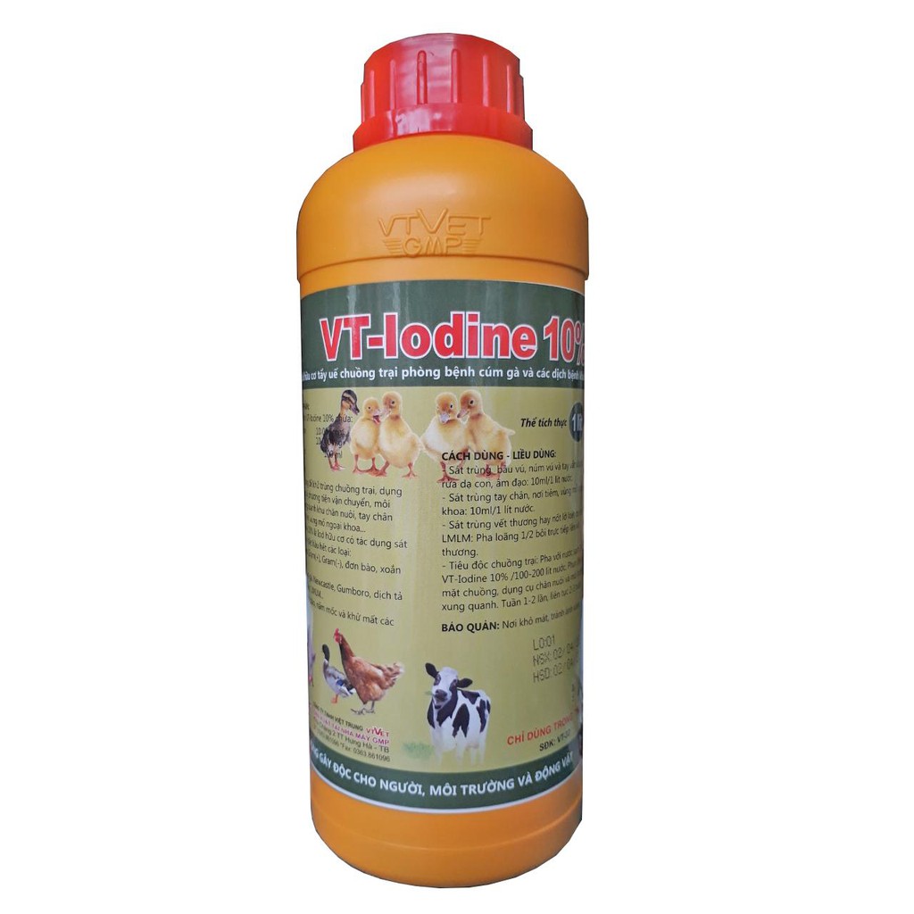 VT-lodine 10% Iod hữu cơ tẩy uế chuồng trại phòng bệnh cúm gà và các dịch bệnh khác