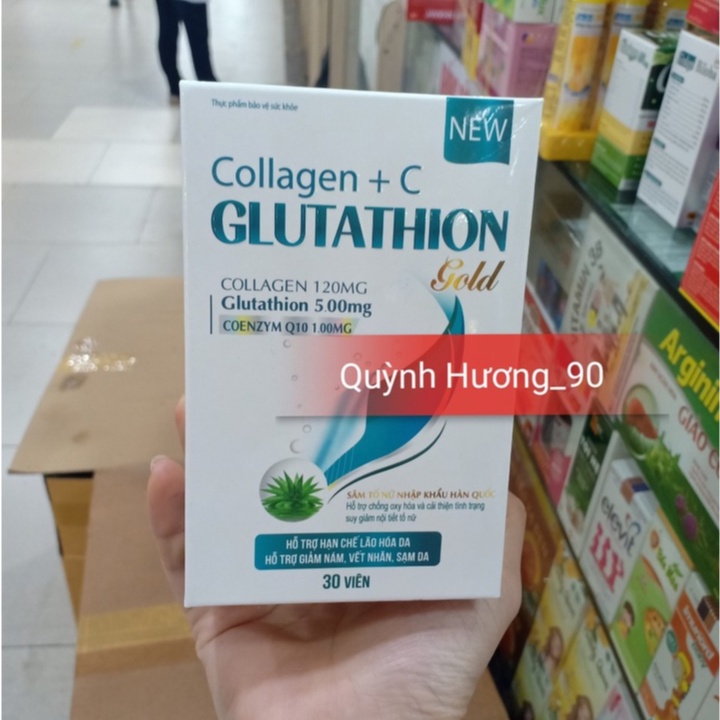 Viên uống COLLAGEN +C Glutathion gold lọ 30 viên giúp đẹp da chống lão hóa