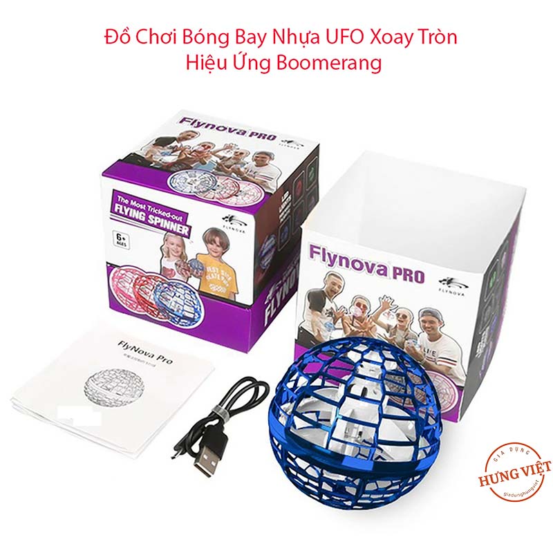 Đồ Chơi Bóng Bay Nhựa UFO Xoay Tròn Hiệu Ứng Boomerang Cổng Sạc USB, Đèn Led Đẹp Mắt [BONG XOAY MA THUAT]