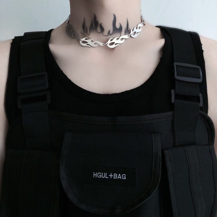 Vòng Cổ Hình Ngọn Lửa Cá Tính Phong Cách Hip-Hop Thời Trang