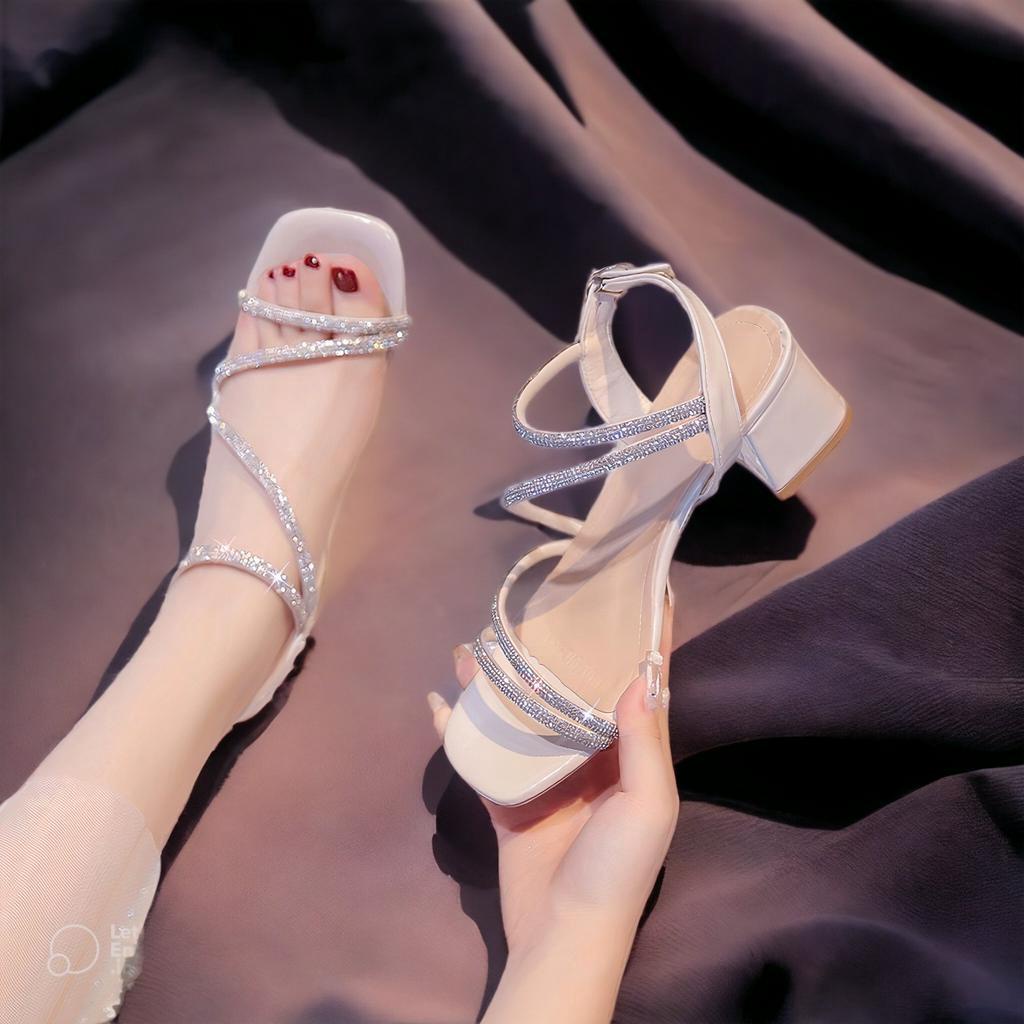 Giày cao gót quai dây chéo đá 5cm - V27