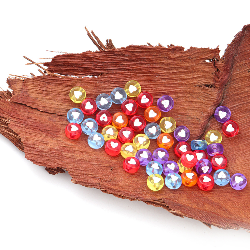 Set 100 Hạt Nhựa Acrylic Hình Trái Tim 7mm Nhiều Màu Dùng Làm Đồ Trang Sức Thủ Công