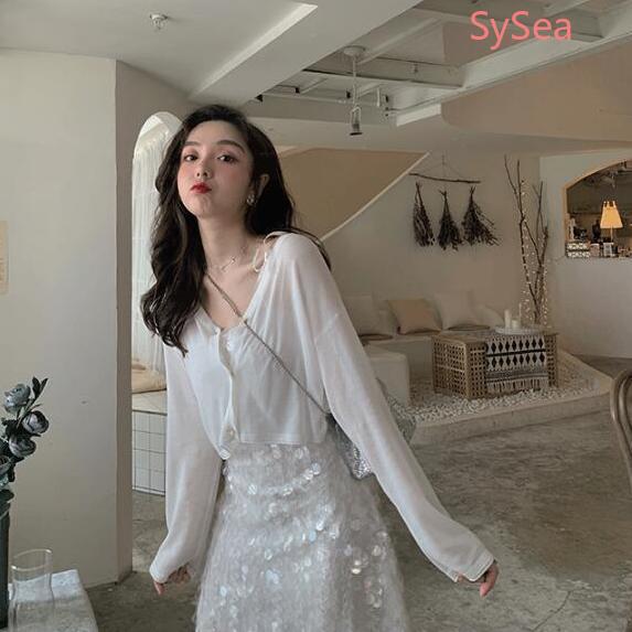 Áo dệt kim dài tay form rộng phong cách hàn quốc hè cho nữ