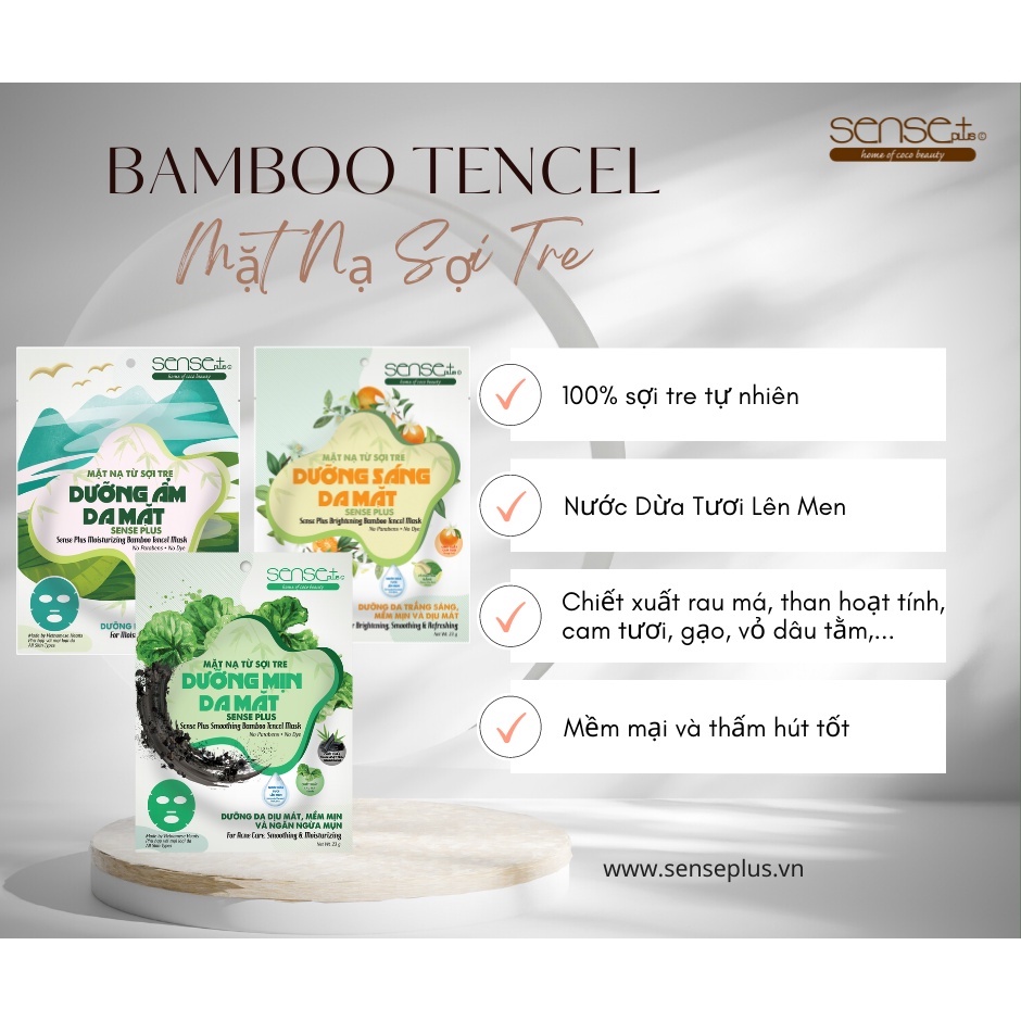 COMBO 3 MIẾNG - MẶT NẠ TỪ SỢI TRE SENSE PLUS