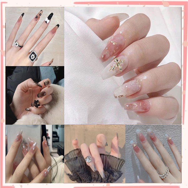 Móng giả đính đá Anabeauty, Móng tay giả kèm keo nailbox đính đá cá tính