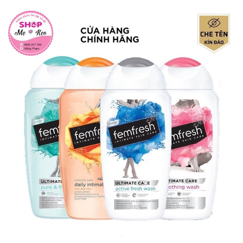 {Chính Hãng} Dung dịch vệ sinh cho phụ nữ nhiều màu, Femfresh Daily Intimate Wash (250ml) Xịt thơm vùng kín - 125ml