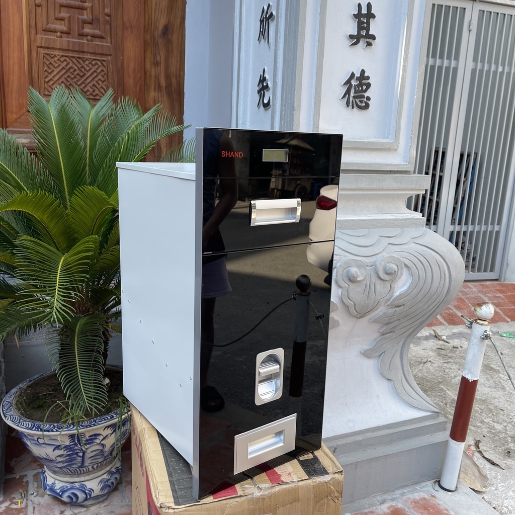 Thùng Gạo Thông Minh Mặt Gương HIỂN THỊ ĐIỆN TỬ SHAN Tủ Bếp Màu ĐEN- Bảo Hành Vĩnh Viễn