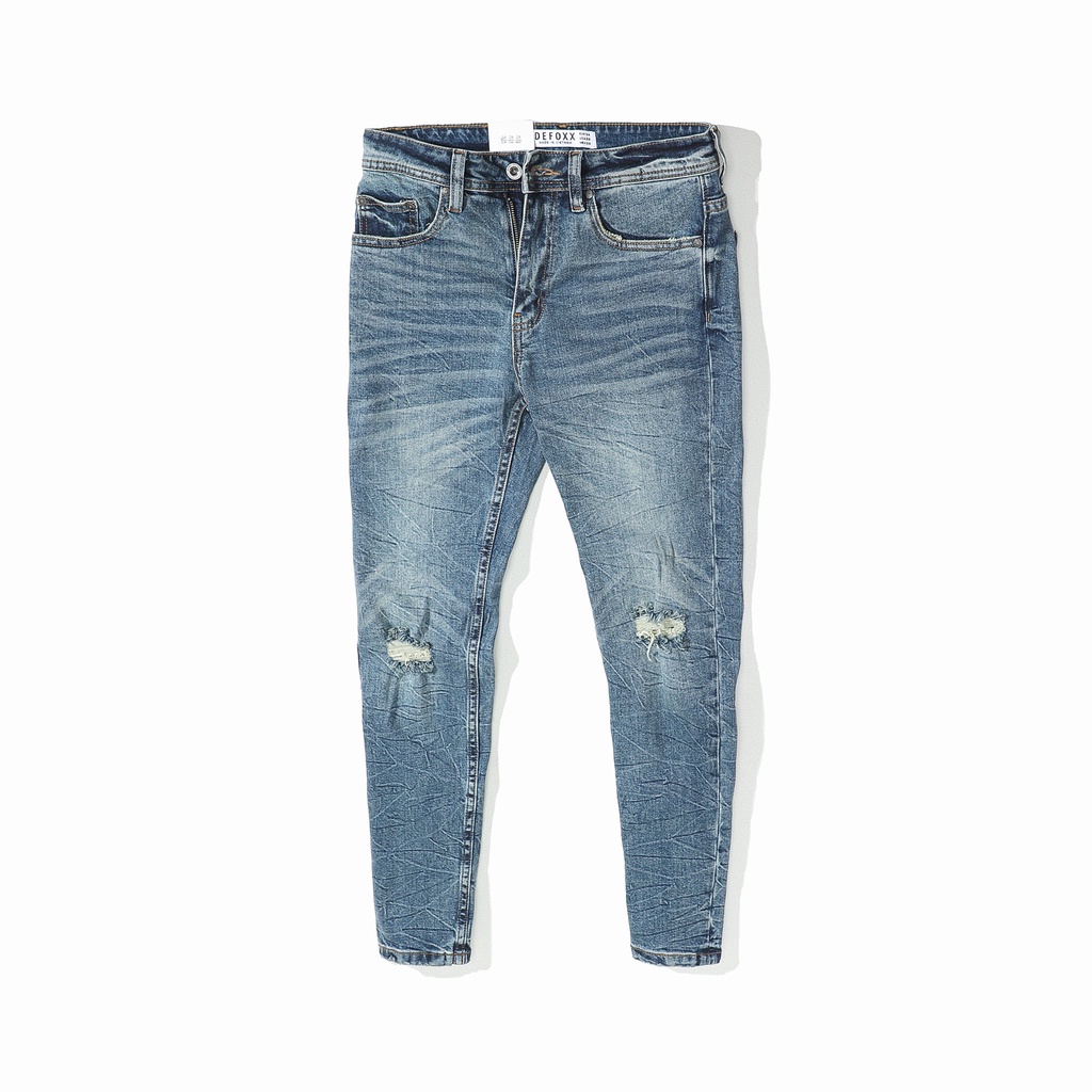 Quần jean nam, quần bò nam cao cấp slimfit DEFOXX xanh dơ wash tạo sét 210717