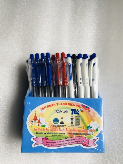 🏵Set 10 bút Bi Xanh, Mực Êm