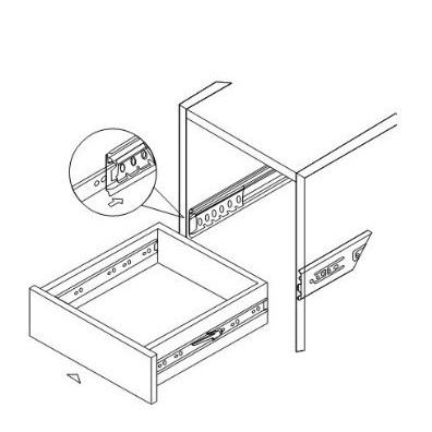 Bộ ray trượt ngăn kéo 3 tầng- giảm chấn dùng cho các loại tủ