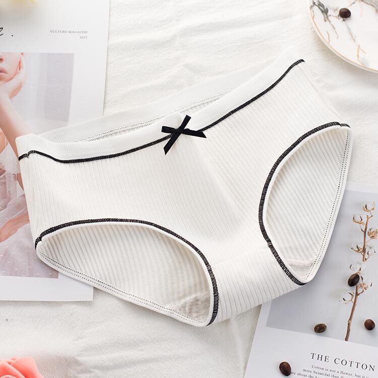 [Mã WA0707 giảm 15% đơn 99k] [Set 5 quần] Quần lót nữ - Quần chip nữ Muji cotton gân tăm phối nơ nopi shop | BigBuy360 - bigbuy360.vn